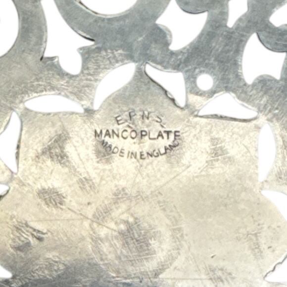 Vintage EPNS Manco Plate Silver Plate  Ornate Reticulated Trivet - Picture 8 of 8